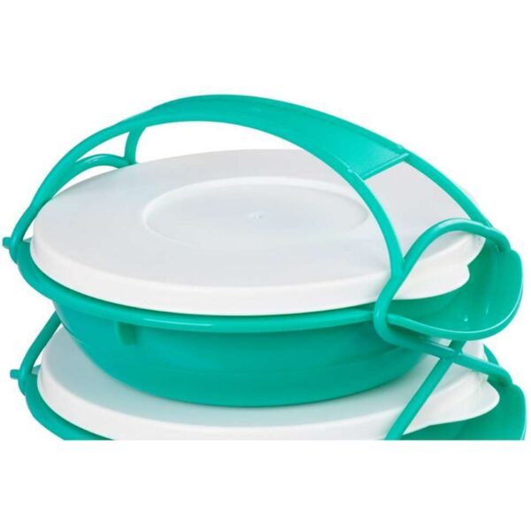 Caserola alimente, plastic, etansa, verde, 4 compartimente, 4x1 L, 22.4x20.5x29.5 cm, MagicHome - imagine 2