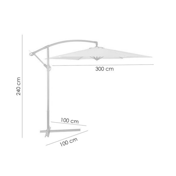 Umbrela gradina/terasa, articulatie tip banana, bej, 300 cm, Demi - imagine 3