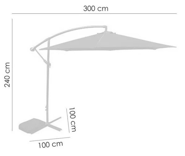 Umbrela gradina/terasa, articulatie tip banana, verde, 300 cm, Demi - imagine 4