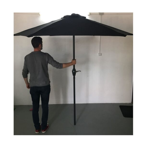 Umbrela plaja, cu manivela, gri antracit, 230 cm, Zoe - imagine 3