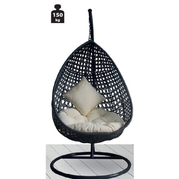 Scaun leagan suspendat, ratan sintetic, gri/crem, max 150 kg,  Jakarta - imagine 2