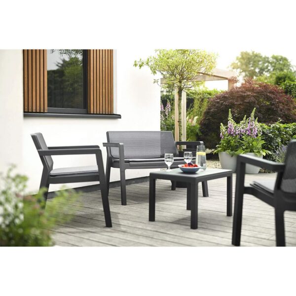 Set mobilier gradina/terasa, grafit, 1 masa, 1 banca, 2 scaune, Emily - imagine 6
