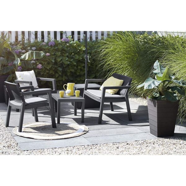 Set mobilier gradina/terasa, grafit, 1 masa, 1 banca, 2 scaune, Emily - imagine 5