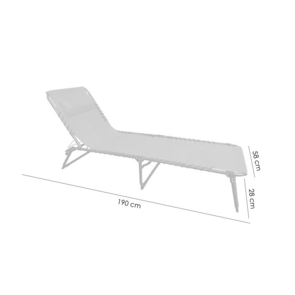 Sezlong pentru gradina, metalic, reglabil, negru, 190x58x28 cm, Veracruz - imagine 2