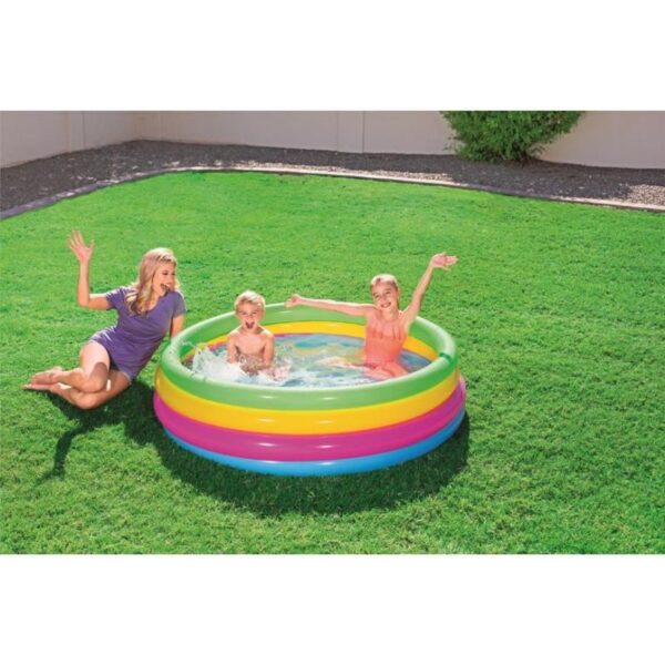 Piscina gonflabila pentru copii, rotunda, curcubeu, 157x46 cm, Bestway Rainbow - imagine 3