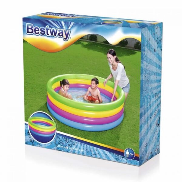 Piscina gonflabila pentru copii, rotunda, curcubeu, 157x46 cm, Bestway Rainbow - imagine 2