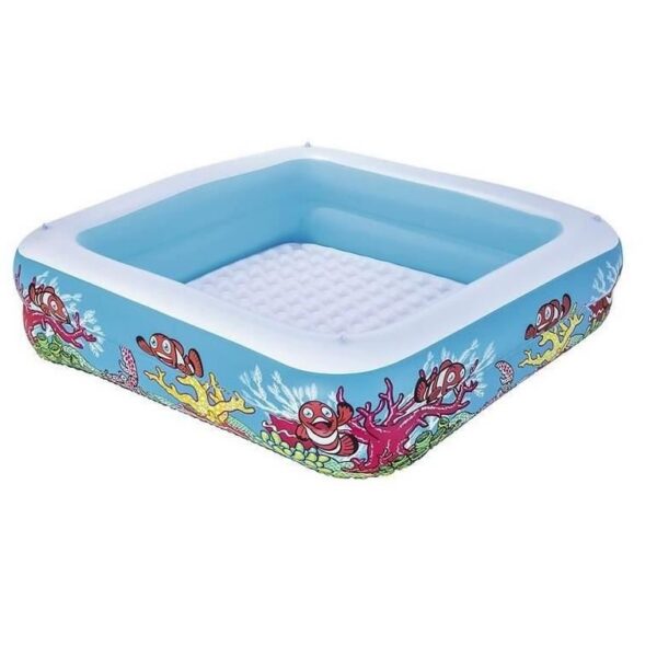 Piscina gonflabila pentru copii, patrata, cu acoperis, model coral, 147x147x122 cm, Bestway - imagine 3