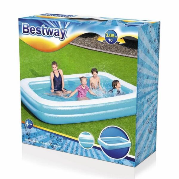 Piscina gonflabila pentru copii, dreptunghiulara, albastru, 305x183x46 cm, Bestway Family - imagine 2