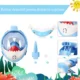 Masca snorkeling cu tub pentru copii model rechin, albastra - imagine 8