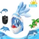 Masca snorkeling cu tub pentru copii model rechin, albastra - imagine 10