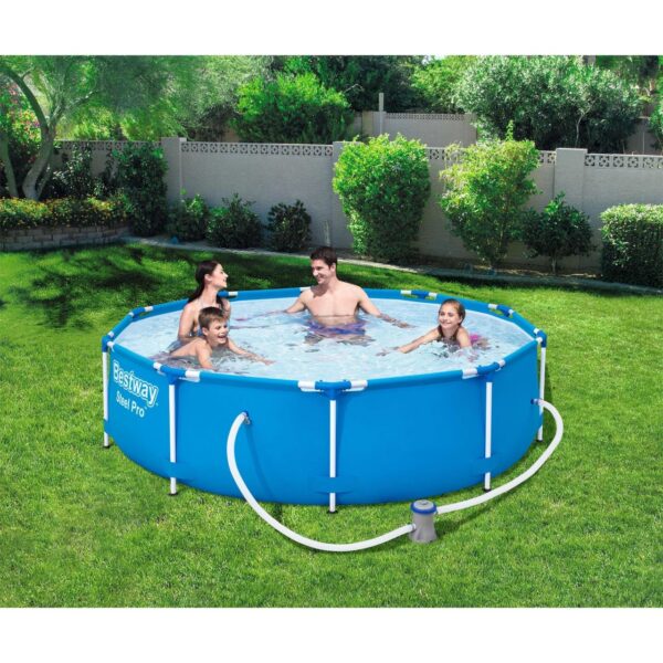 Piscina structura metalica, rotunda, cu filtru, albastru, 366x76 cm, Bestway Steel Pro - imagine 5