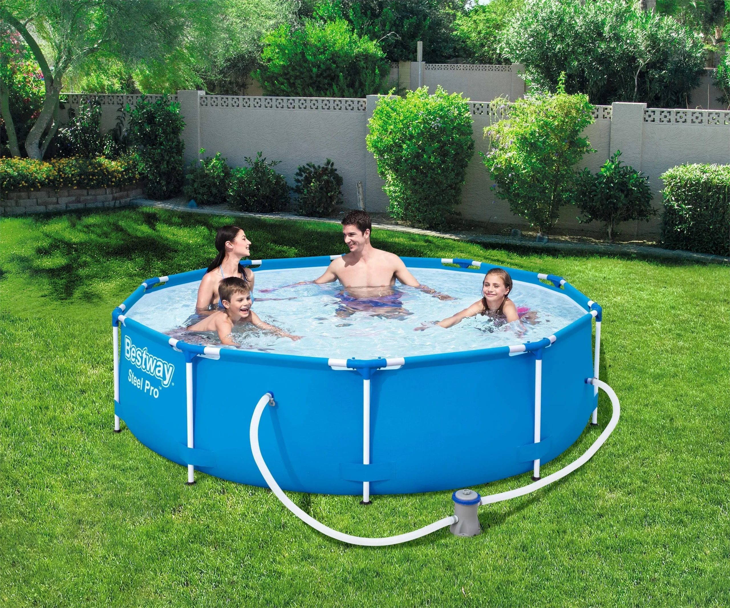 Piscina structura metalica, rotunda, cu filtru, albastru, 305x76 cm, Bestway Steel Pro 1 Piscina structura metalica, rotunda, cu filtru, albastru, 305x76 cm, Bestway Steel Pro