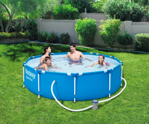 Piscina structura metalica, rotunda, cu filtru, albastru, 366x76 cm, Bestway Steel Pro - imagine 8