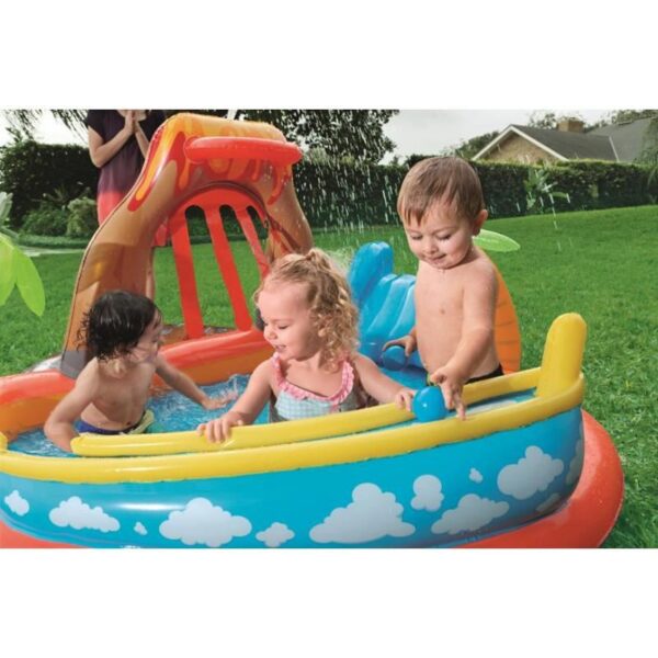 Piscina gonflabila pentru copii, de joaca, cu tobogan, 265x265x104 cm, Bestway Laguna Lava - imagine 2