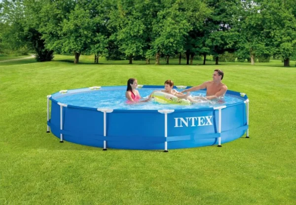Piscina structura metalica, rotunda, cu filtru, pompa, albastru, 366x76 cm, Intex Metal Frame - imagine 6