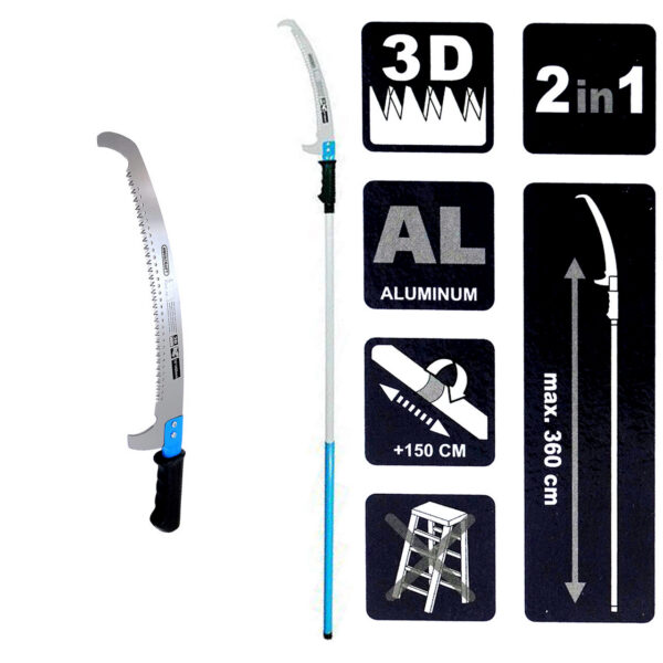 Fierastrau pentru crengi, cu maner telescopic 3.6 m, Aquacraft - imagine 4