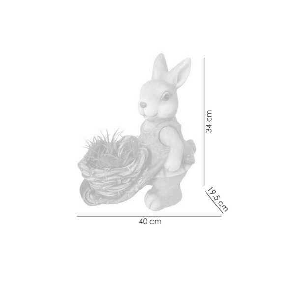 Decoratiune gradina, ceramica, iepure cu roaba, 40x19.5x34 cm - imagine 5