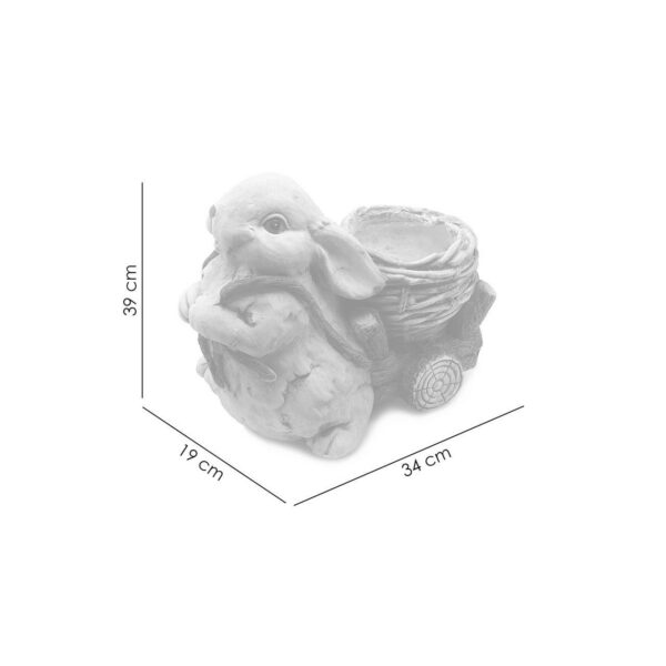 Decoratiune gradina, ceramica, iepure cu carucior, 34x19x39 cm - imagine 4