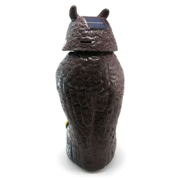 Decoratiune / sperietoare daunatori, solara, Bufnita cap rotativ si ochi luminosi, 43cm - imagine 5