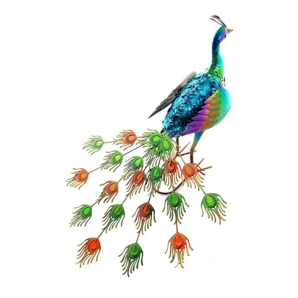 Decoratiune gradina, metalica, paun, 49x35.5x53 cm - imagine 2