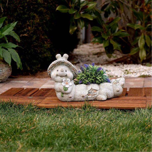 Decoratiune gradina, ceramica, omida cu ghiveci, 47x23x28 cm - imagine 5