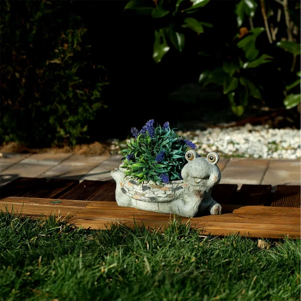 Decoratiune gradina, ceramica, broasca cu ghiveci, 35x16x17 cm - imagine 7