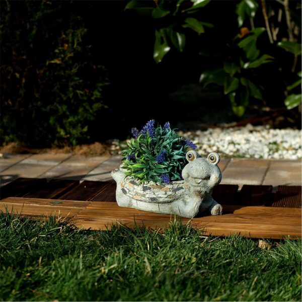 Decoratiune gradina, ceramica, broasca cu ghiveci, 35x16x17 cm - imagine 5