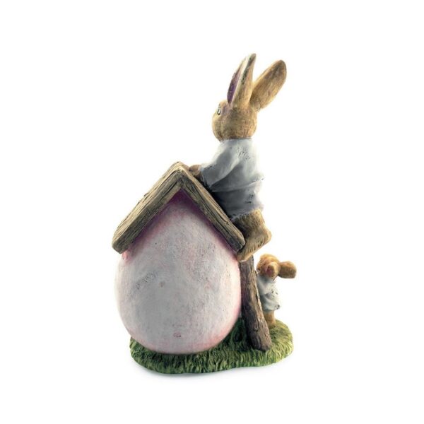 Decoratiune gradina, ceramica, LED, iepure cu casa, 31x22x48 cm - imagine 2