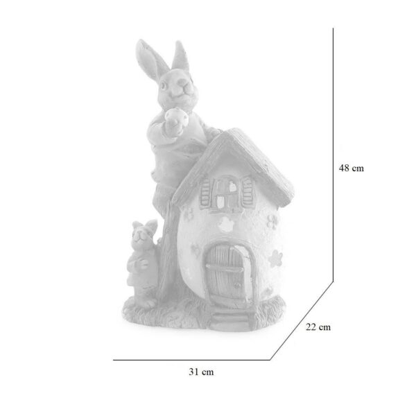 Decoratiune gradina, ceramica, LED, iepure cu casa, 31x22x48 cm - imagine 5
