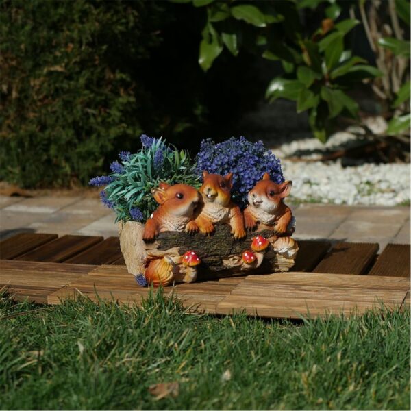 Decoratiune gradina, polirasina, veverite cu ghiveci, 31x22x20 cm - imagine 4