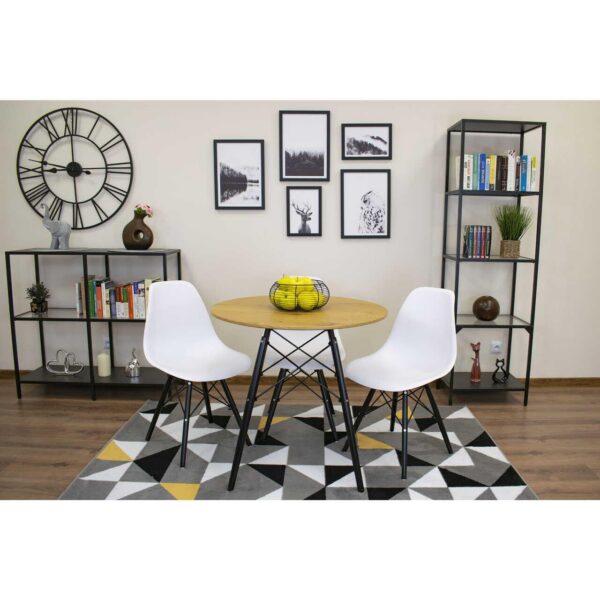 Masa stil scandinav, Artool, rotund, MDF si lemn, natur, 80x75 cm - imagine 4