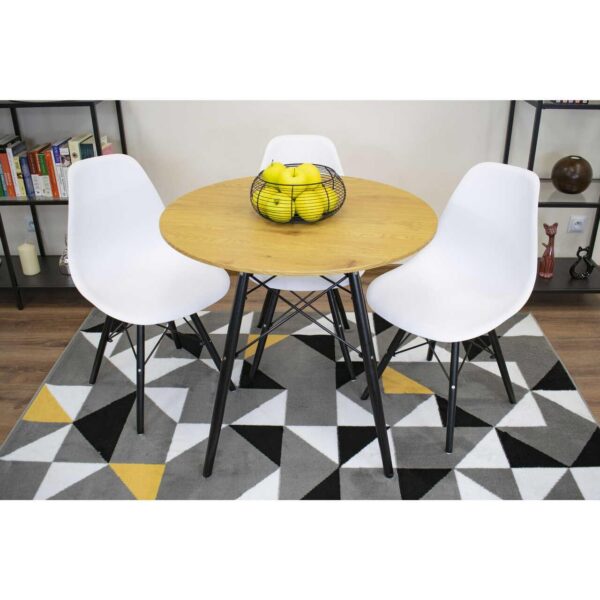 Masa stil scandinav, Artool, rotund, MDF si lemn, natur, 80x75 cm - imagine 6