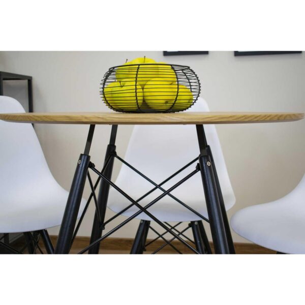 Masa stil scandinav, Artool, rotund, MDF si lemn, natur, 80x75 cm - imagine 8