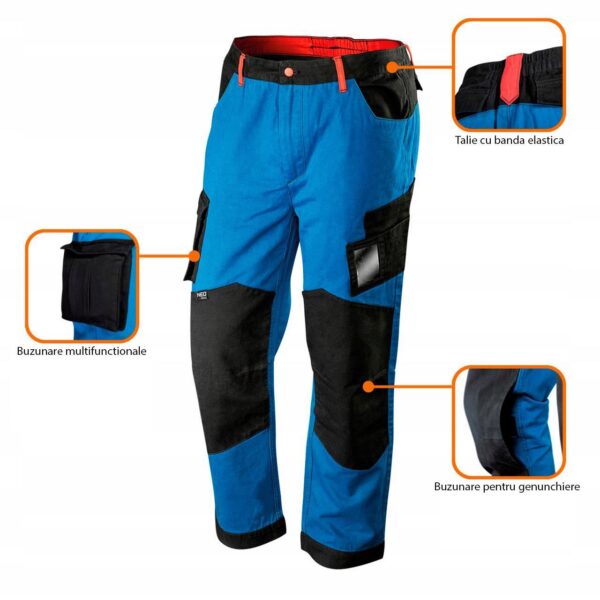 Pantaloni de lucru HD+, albastru/negru, marime XXL, Neo - imagine 7
