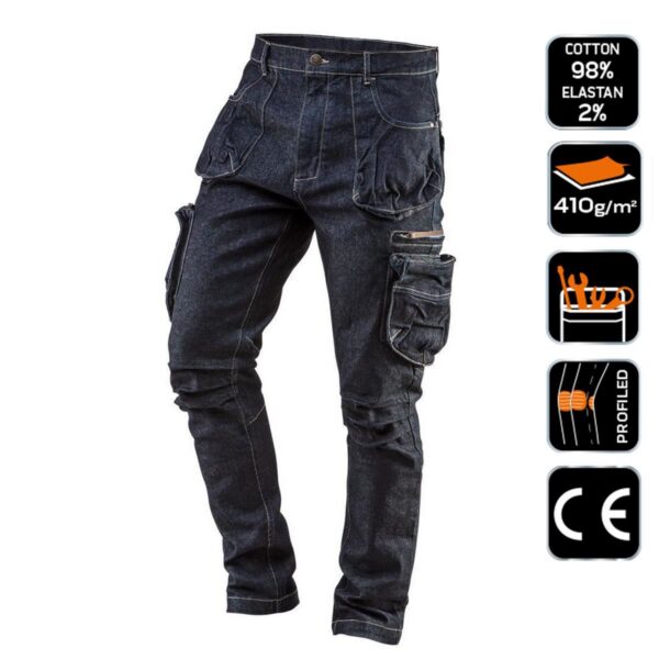 Pantaloni de lucru tip blugi cu 5 buzunare, model Denim, marimea XL/54, NEO - imagine 5
