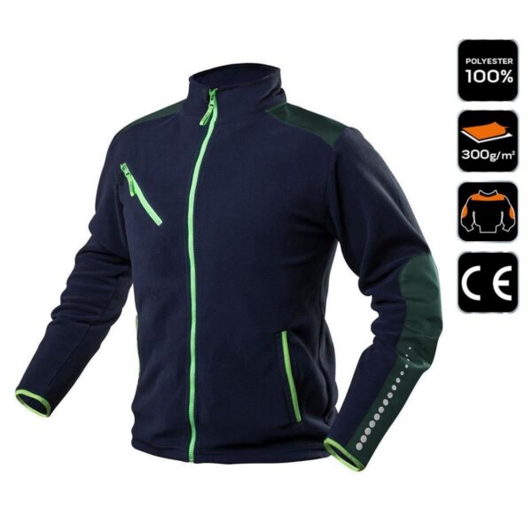 Jacheta fleece polar, premium, albastru/verde, NEO - imagine 5