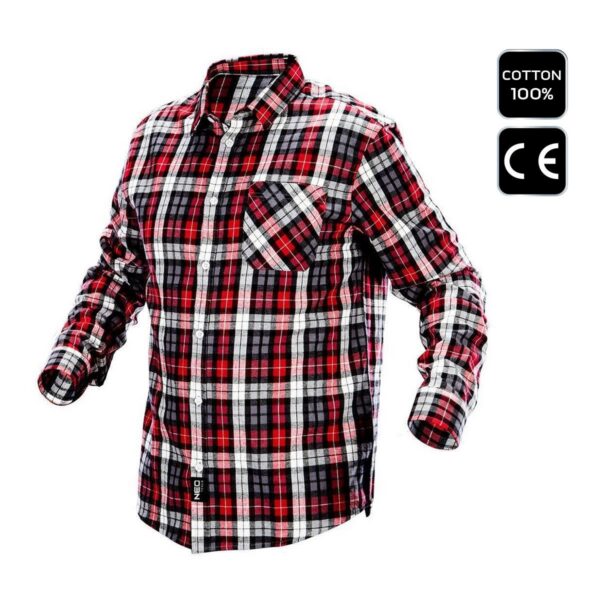 Camasa de lucru bumbac, rosu-gri-alb, marimea XL/56, NEO - imagine 5