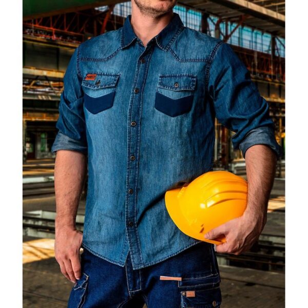 Camasa pentru lucru, de blugi, model Denim, marimea L/52, NEO - imagine 7