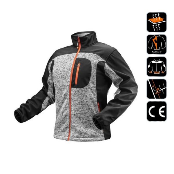 Hanorac tricotat intarit cu tesatura softshell, model Outdoor, marimea L/52, NEO - imagine 5