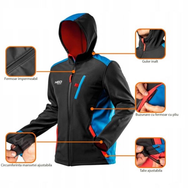 Hanorac impermeabil cu gluga, model HD Plus, marimea XXL/56, NEO - imagine 9