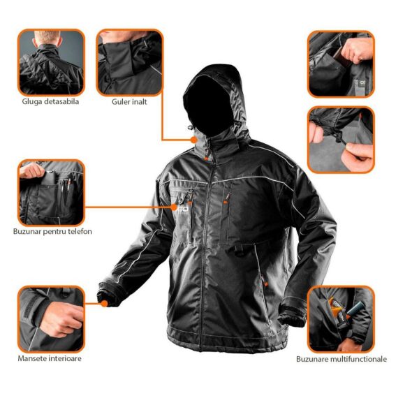 Geaca de lucru cu gluga, izolatie Oxford, model Warm, marimea L/52, NEO - imagine 6
