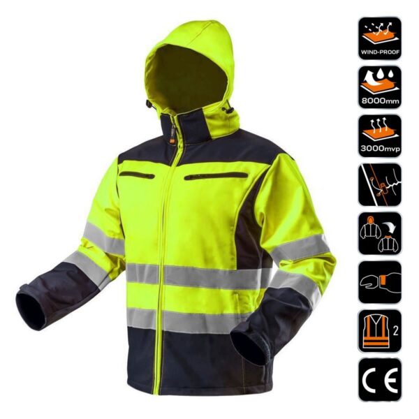 Geaca de lucru, reflectorizanta, galben, impermeabil, model Visibility, marimea XXL/58, NEO - imagine 5