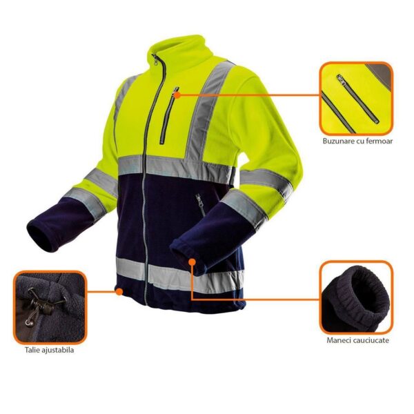 Geaca de lucru, reflectorizanta, lana polara, galben, model Visibility, marimea S/48, NEO - imagine 2