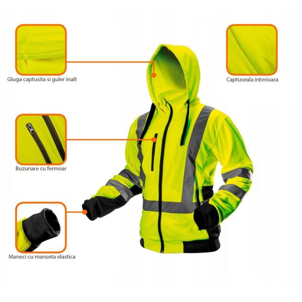Hanorac de lucru, reflectorizant, galben, model Visibility, marimea XXL/58, NEO - imagine 3