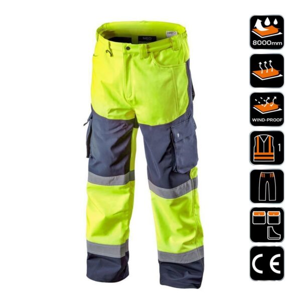Pantaloni de lucru, reflectorizanti, impermeabili, galben, model Visibility, marimea XXL/58, NEO - imagine 7