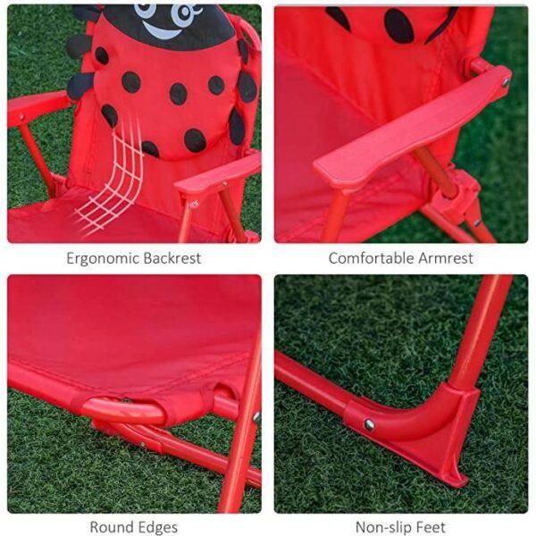 Set mobilier gradina/terasa pentru copii, pliabil, rosu, model buburuza, 1 masa cu umbrela, 2 scaune, Melisenda - imagine 7