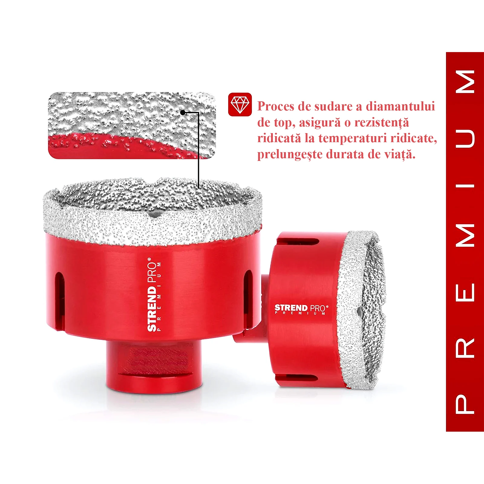 Carote diamantate profesionale, M14, set 5 buc, 20-68 mm, Strend Pro 1 Carote diamantate profesionale, M14, set 5 buc, 20-68 mm, Strend Pro