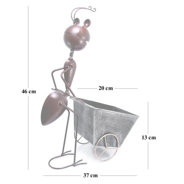 Decoratiune gradina, metalica, furnica cu roaba, 11x37x46 cm - imagine 4
