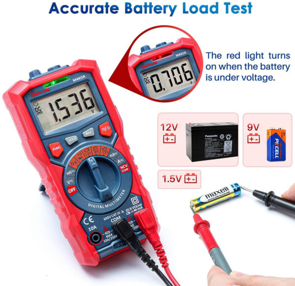 Multimetru digital AstroAI M4KOR, TRMS 4000, Ohmmetru, Voltmetru 1,5V   9V   12V, Masurare fara contact, Lanterna - imagine 5