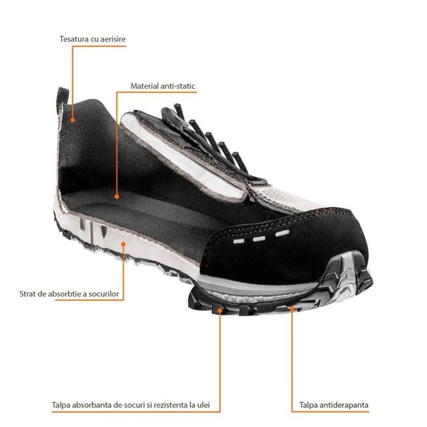 Pantofi de lucru fara elemente metalice, O1, SRA, marimea 40, NEO - imagine 3